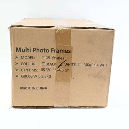 26 pc Picture Frames Set Collage, Two 6 x 8", Five 4 x 6", 3.5 x 5" White - New