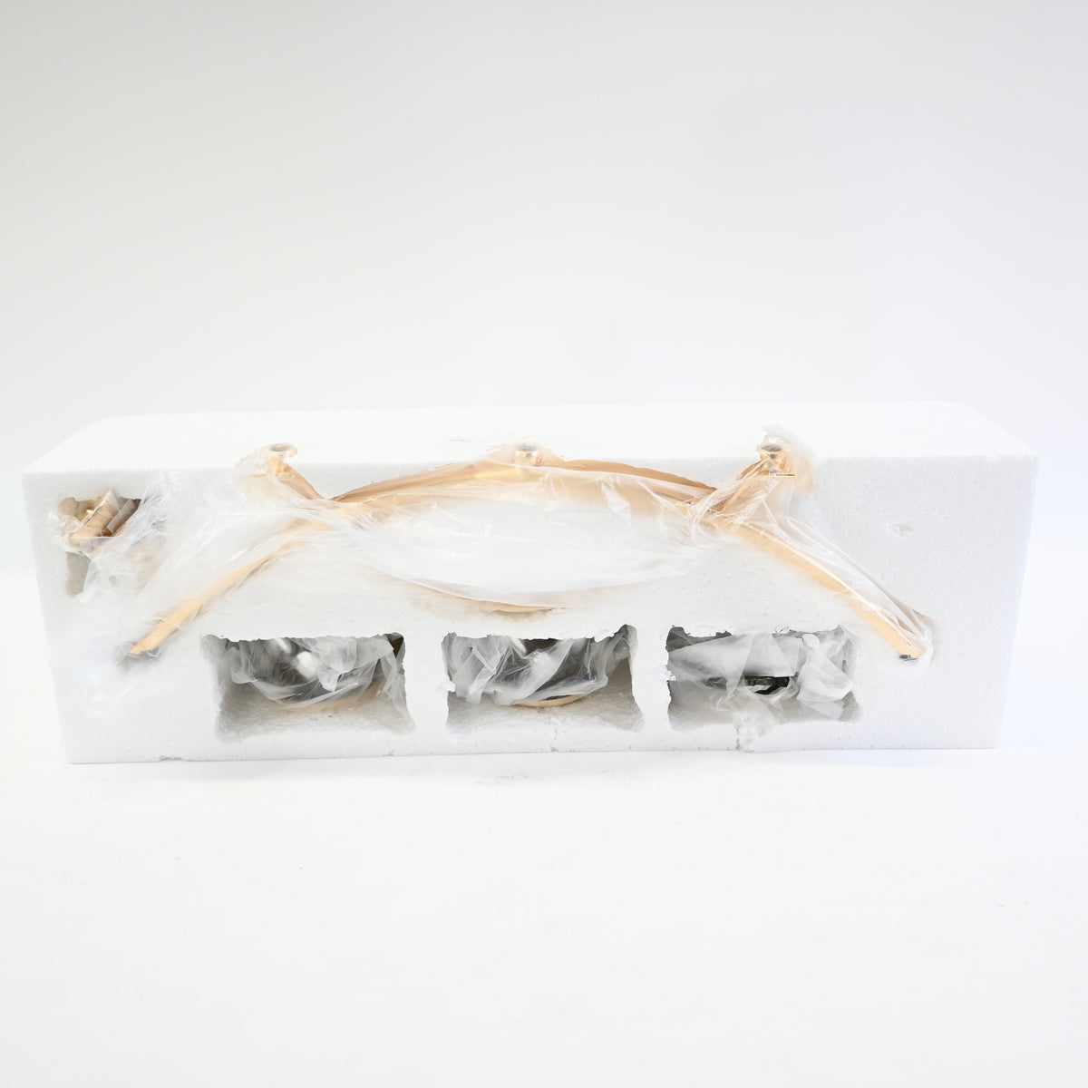 3 Arms Crystal Candle Holders Pillar Candle, STF001 France Gold - Open Box