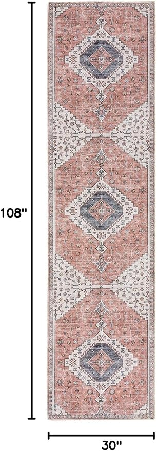 DECOMALL Rina Washable Rug Runner, Bohemian Vintage 2' 6" x 9',Orange