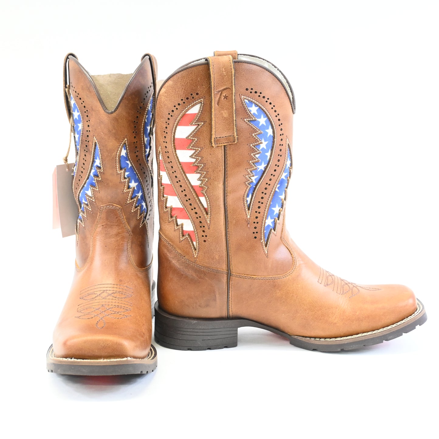 King USA Texas Cowboy Boot Men Western Leather USA Work Square Toe 10 M US - New
