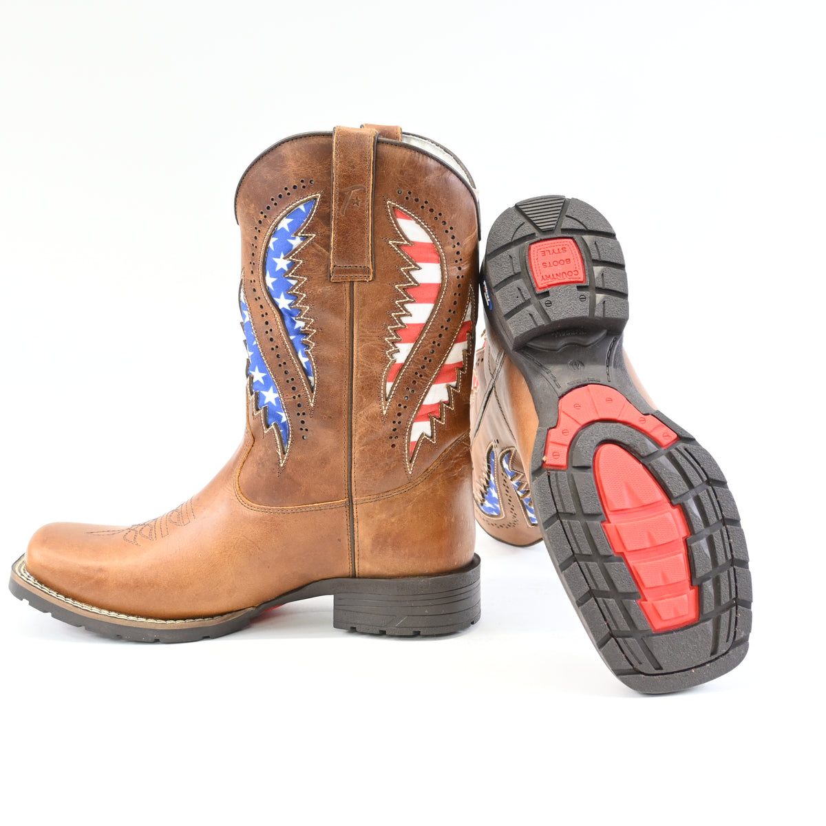 King USA Texas Cowboy Boot Men Western Leather USA Work Square Toe 10 M US - New