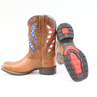 King USA Texas Cowboy Boot Men Western Leather USA Work Square Toe 10 M US - New