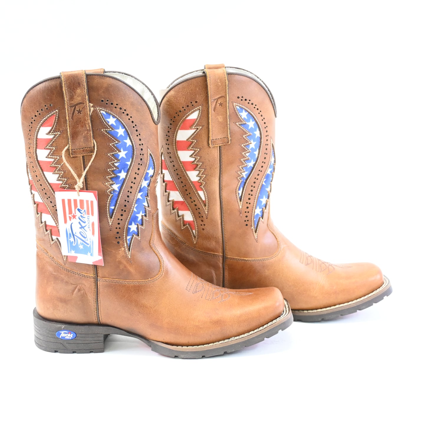 King USA Texas Cowboy Boot Men Western Leather USA Work Square Toe 10 M US - New