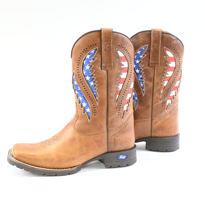 King USA Texas Cowboy Boot Men Western Leather USA Work Square Toe 10 M US - New