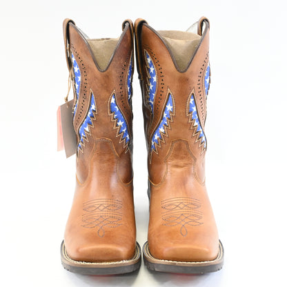 King USA Texas Cowboy Boot Men Western Leather USA Work Square Toe 10 M US - New