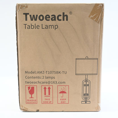 Twoeach Rustic Farmhouse Touch Table Lamp Set of 2, USB Ports-  AMZ-T1075BK-TU