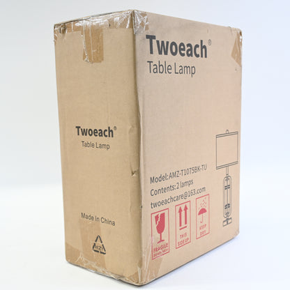 Twoeach Rustic Farmhouse Touch Table Lamp Set of 2, USB Ports-  AMZ-T1075BK-TU