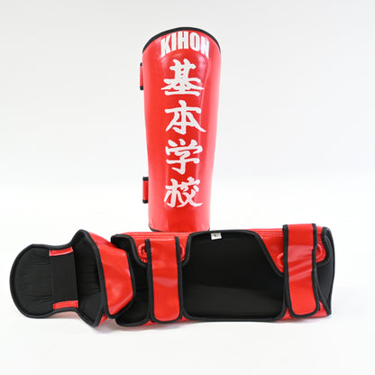 Shin Guards Kickboxing Muay Thai, Leather, Removable Foot Instep Pads - New