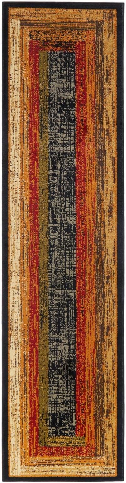 Home Dynamix Royalty Vega Contemporary Geometric Runner, Black/Brown, 1'9"x7'2"