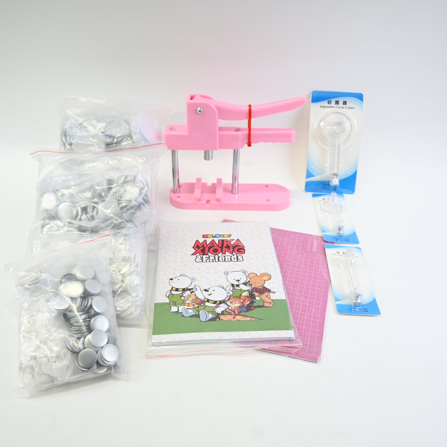 Button Maker Machine Multiple Sizes with 1+1.25+2.25 inch Button Adapters 600pcs