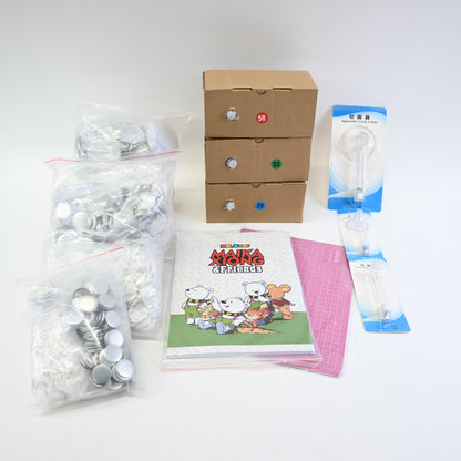 Button Maker Machine Multiple Sizes with 1+1.25+2.25 inch Button Adapters 600pcs