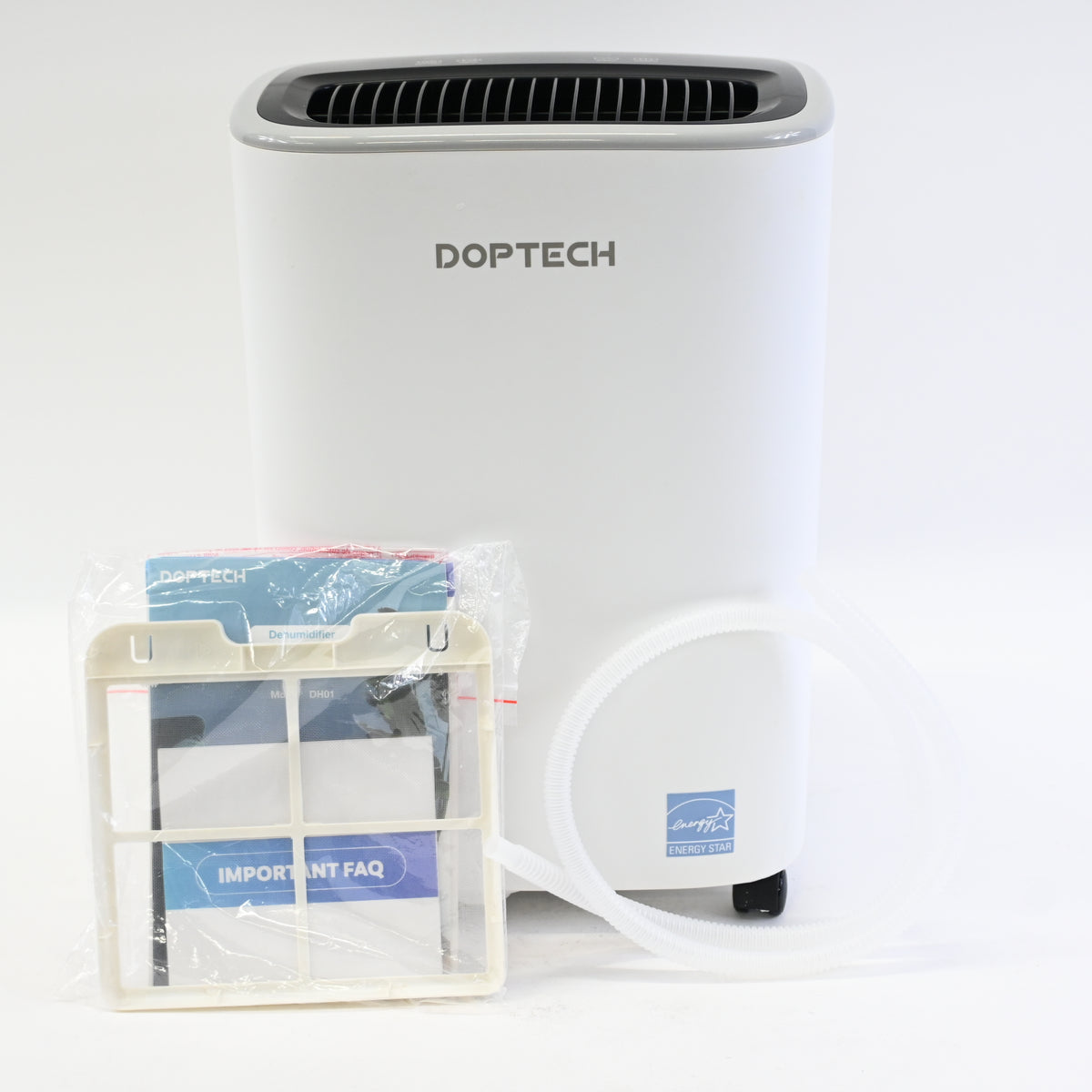 DOPTECH DH01 Home Dehumidifier Energy Star Compact White w/ Drain Hose & Filter
