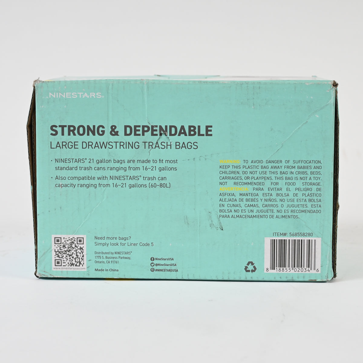 NINESTARS NSTB-21-45 Trash Bags, Large, White (Packaging May Vary)