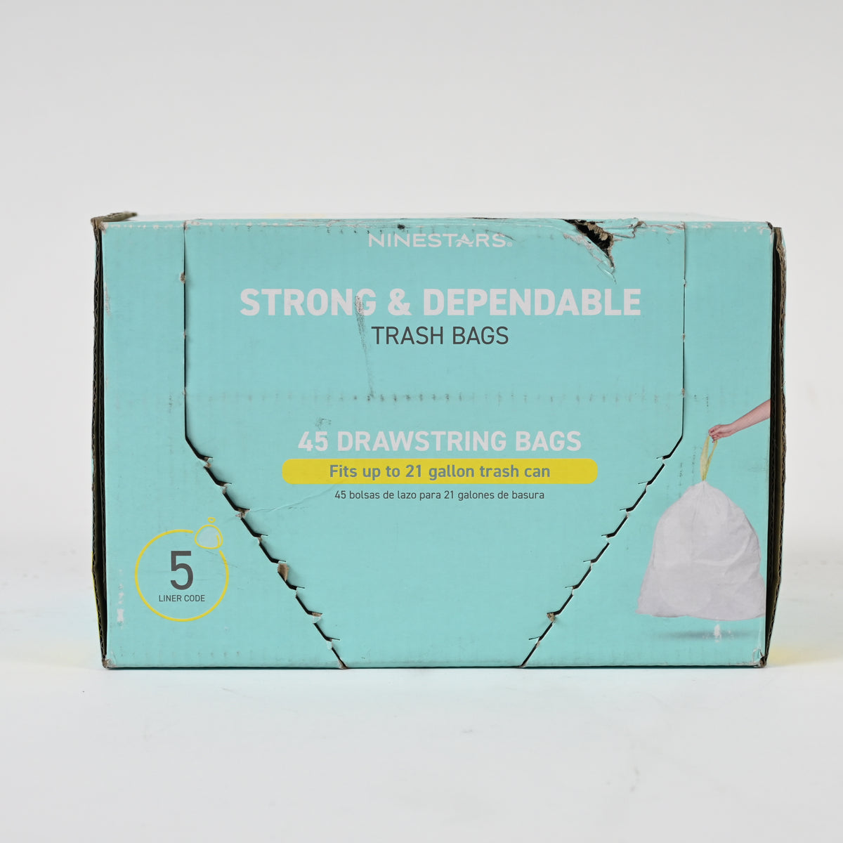 NINESTARS NSTB-21-45 Trash Bags, Large, White (Packaging May Vary)