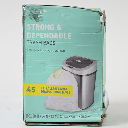 NINESTARS NSTB-21-45 Trash Bags, Large, White (Packaging May Vary)