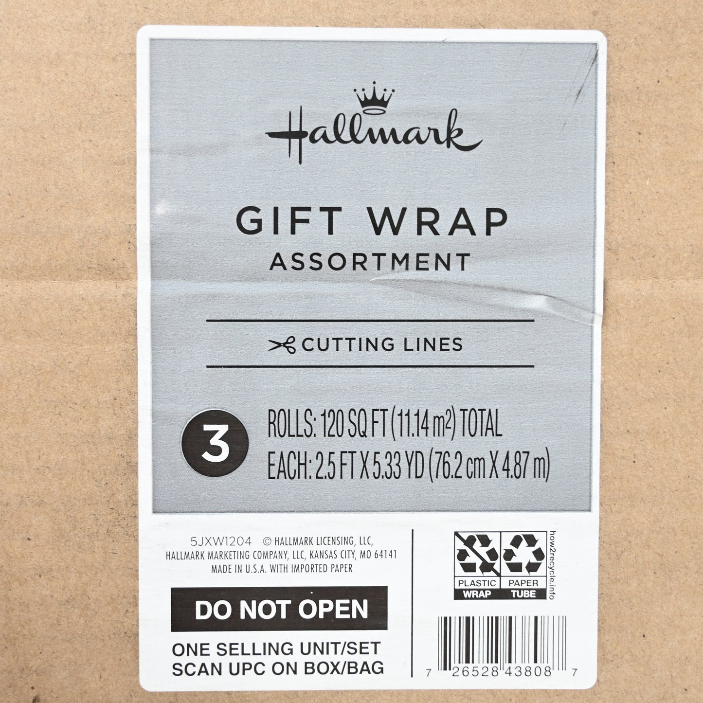 Hallmark Elegant Christmas Wrapping Paper with Cut Lines on Reverse (3 Rolls: 120 sq. ft. ttl) Gold Trees, Emerald Green Plaid, Gold Geometric Snowflakes