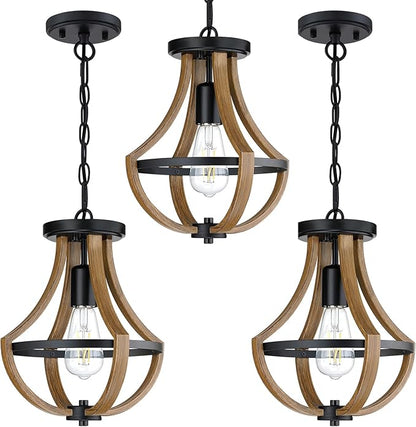 Modern Farmhouse Hanging Pendant 3 Pack 1-Light Semi Flush Mount Black Finish