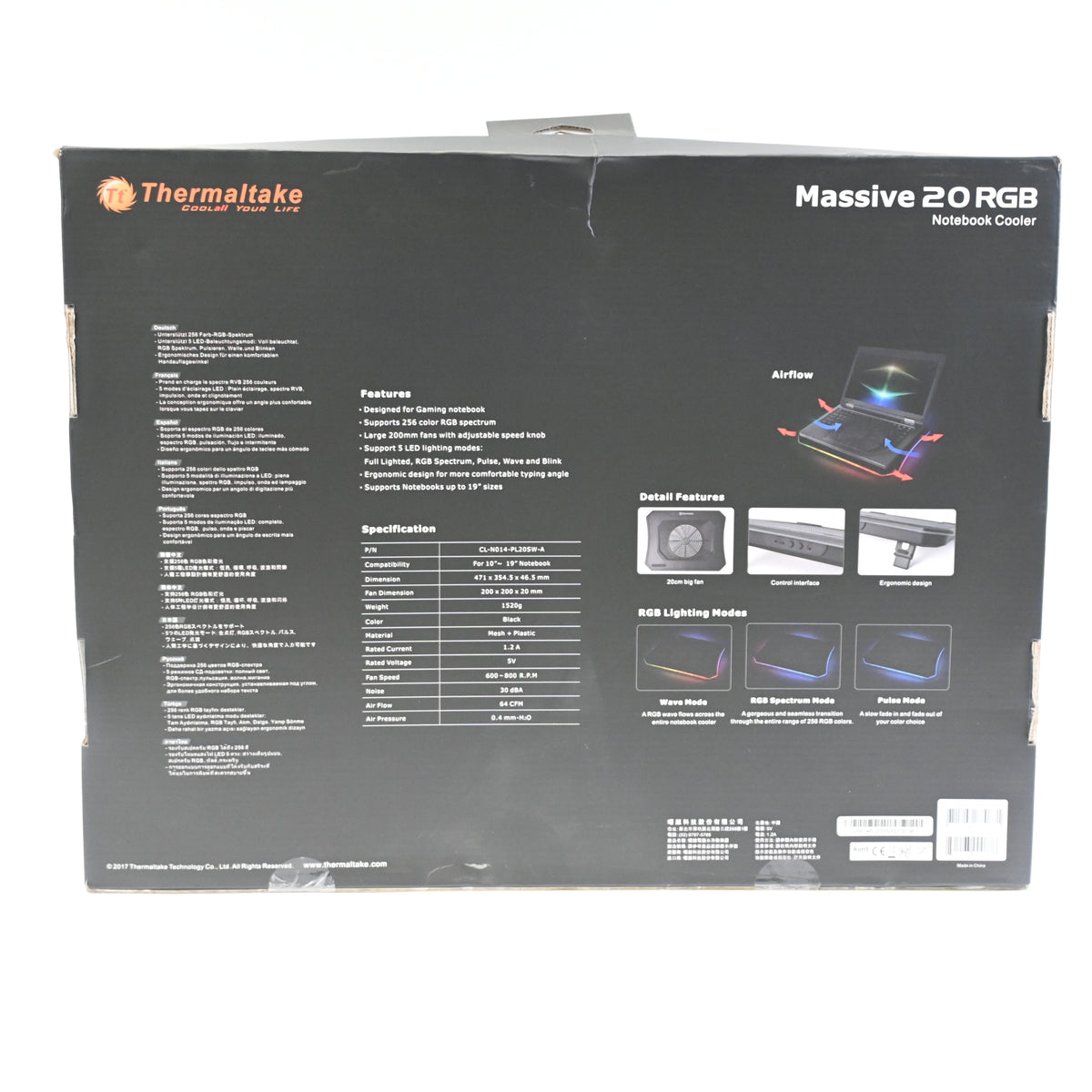 Thermaltake Massive 20 RGB Notebook Cooler Laptop Cooling - New