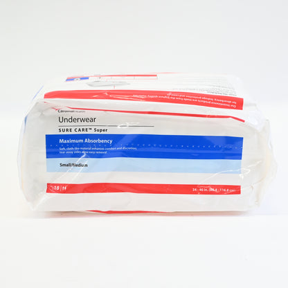 Cardinal Sure Care Adult Heavy Absorbent Underwear, White - Medium - Pack of 18