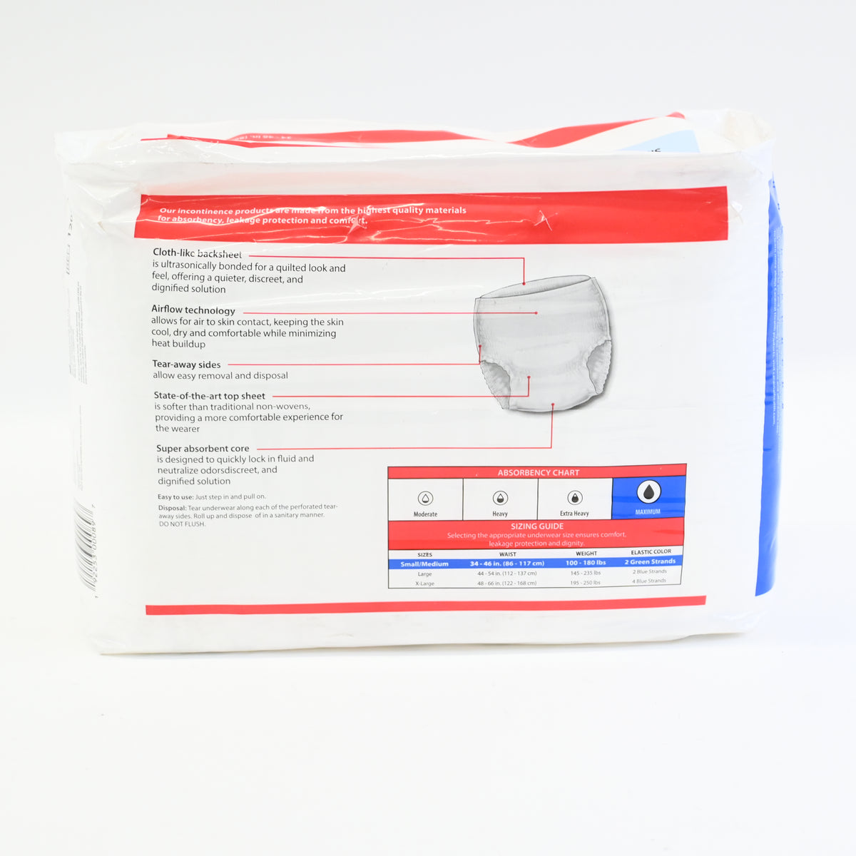 Cardinal Sure Care Adult Heavy Absorbent Underwear, White - Medium - Pack of 18