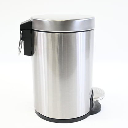 0.8Gal/3L Brushed Stainless Steel Mini Trash Can with Lid- Silver