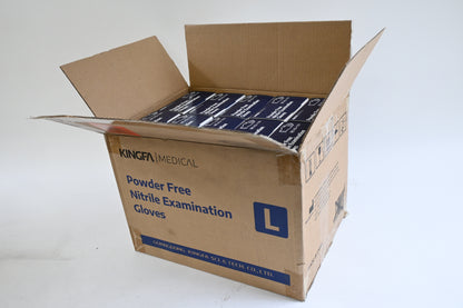 KINGFA Nitrile Medical Exam Gloves - Case of 1,000 - 10 Boxes of 100, Large,Blue