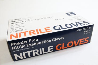 KINGFA Nitrile Medical Exam Gloves - Case of 1,000 - 10 Boxes of 100, Large,Blue