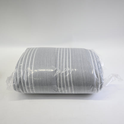King Size Comforter Set- 8 Pieces Stripes Seersucker Bedding Set-Grey 102x90"