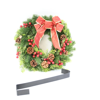 Kurala Pre-Lit Artificial Christmas Wreath 16" w/ Metal Hanger, Battery Operate