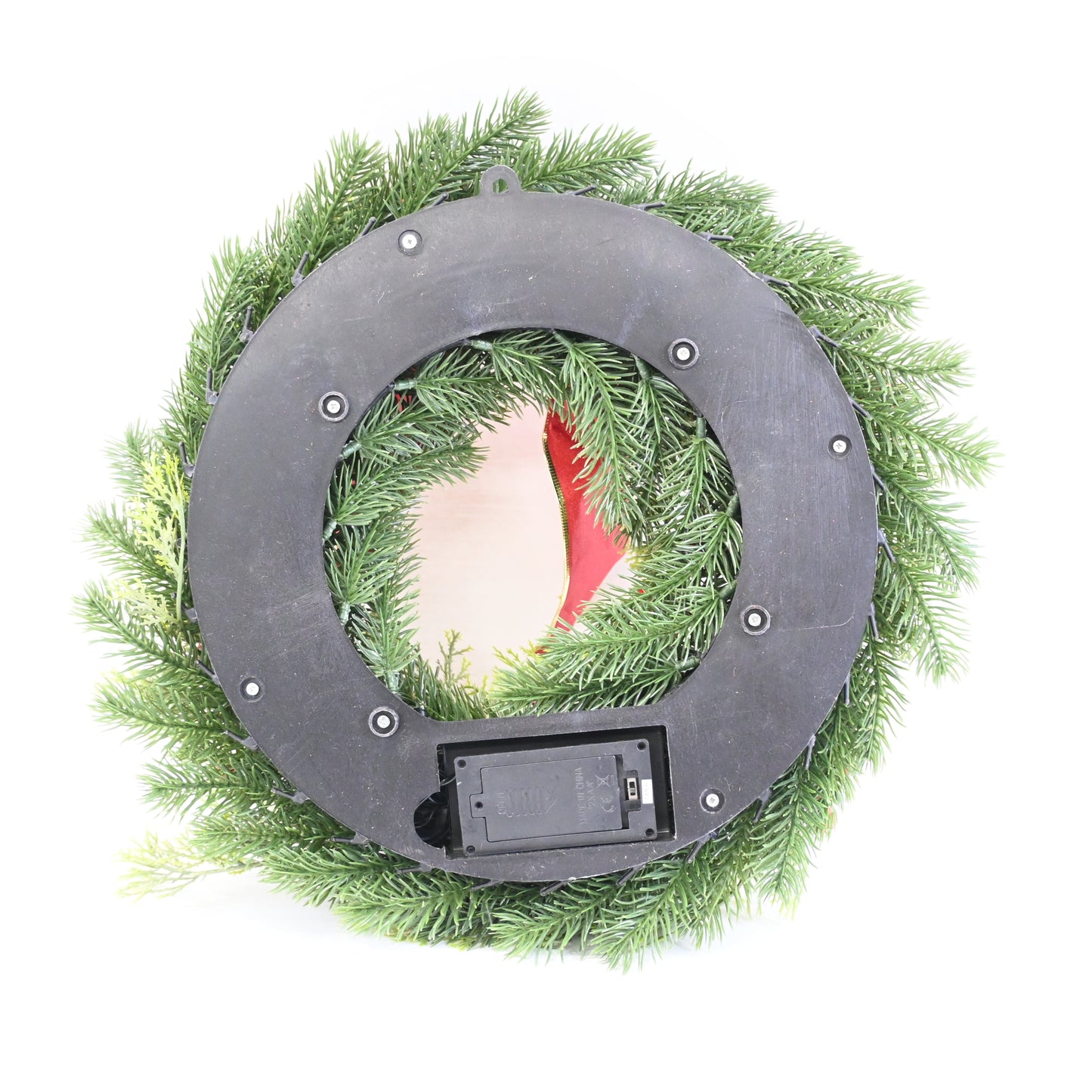 Kurala Pre-Lit Artificial Christmas Wreath 16" w/ Metal Hanger, Battery Operate