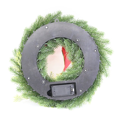 Kurala Pre-Lit Artificial Christmas Wreath 16" w/ Metal Hanger, Battery Operate
