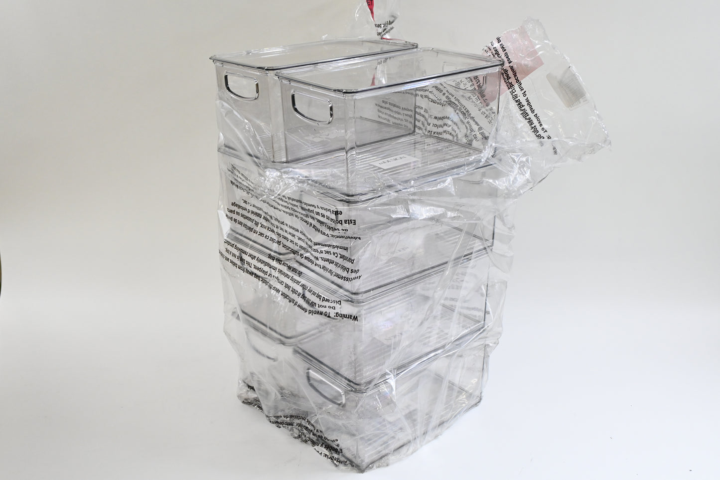 mDesign Plastic Storage Bin Box Container with Lid and Built-In Handles 8 Pack