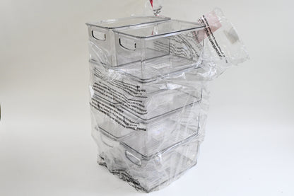 mDesign Plastic Storage Bin Box Container with Lid and Built-In Handles 8 Pack