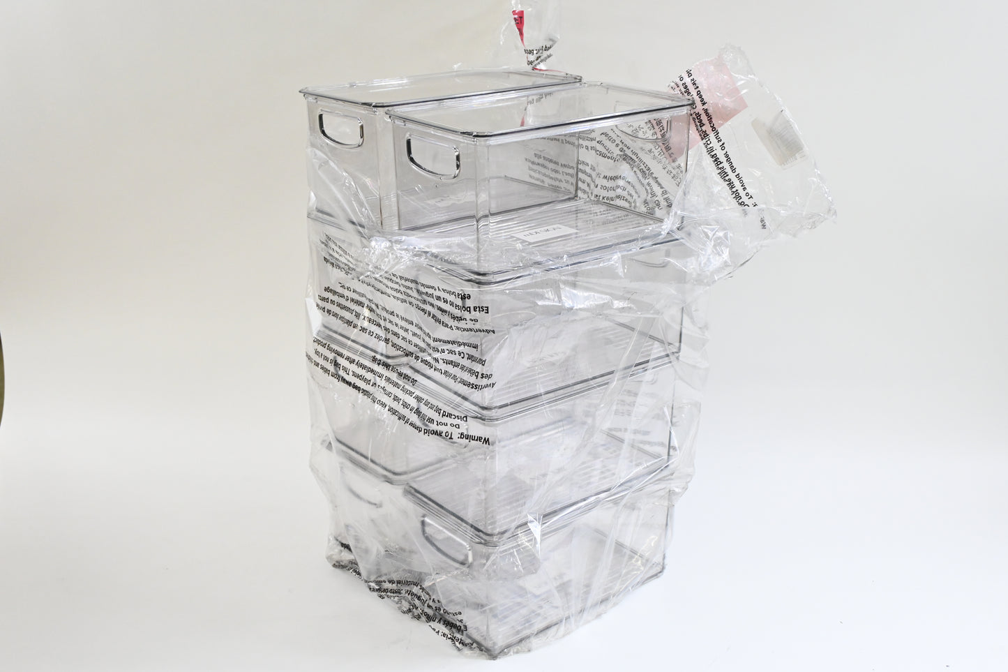 mDesign Plastic Storage Bin Box Container with Lid and Built-In Handles 8 Pack