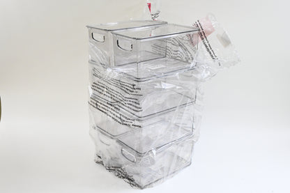 mDesign Plastic Storage Bin Box Container with Lid and Built-In Handles 8 Pack