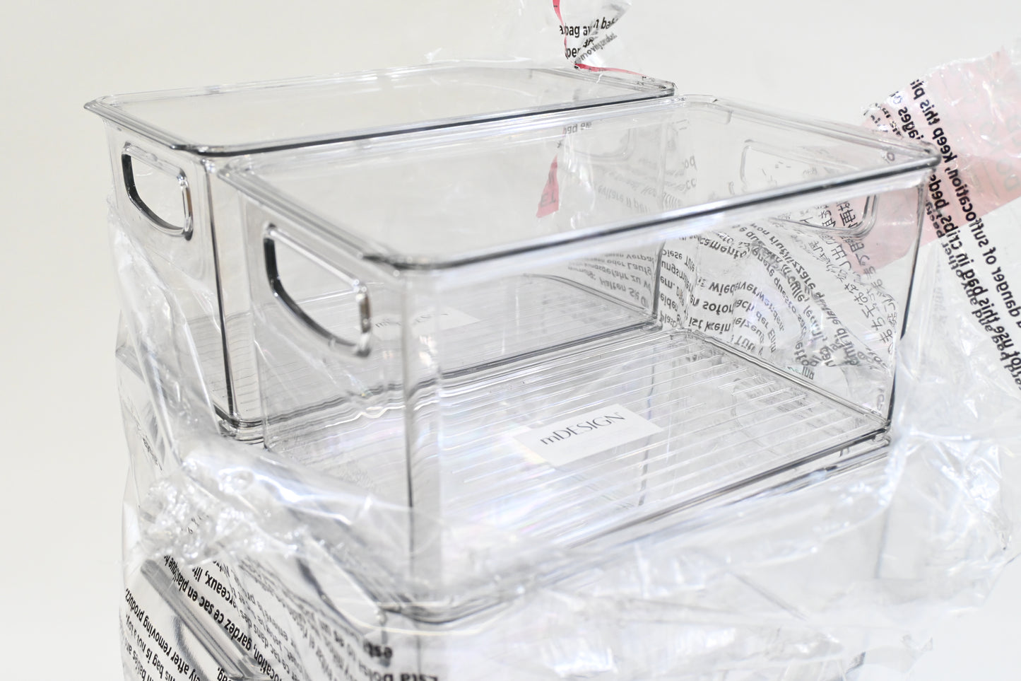 mDesign Plastic Storage Bin Box Container with Lid and Built-In Handles 8 Pack