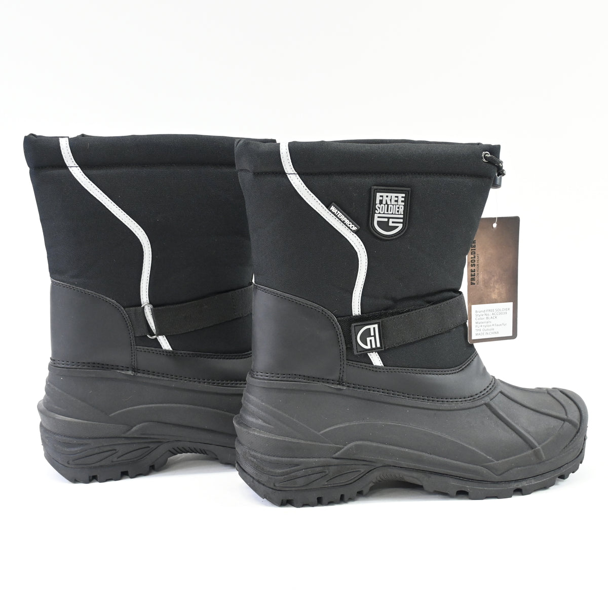 FREE SOLDIER Snow Boots Insulated Waterproof Hiking Winter Nonslip (Black,12)