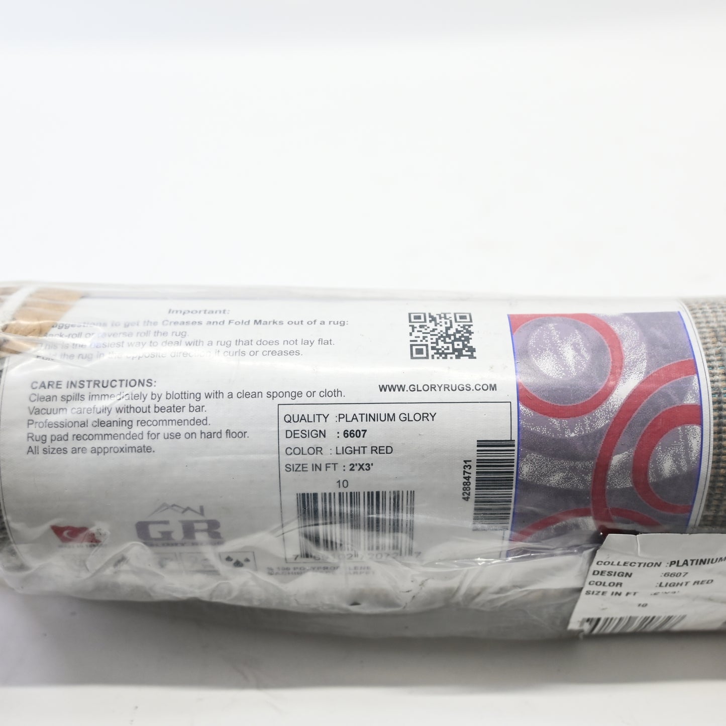 GLORY RUGS Area Rug 2x3 Light Red Door Mat Modern Circles Soft Contemporary