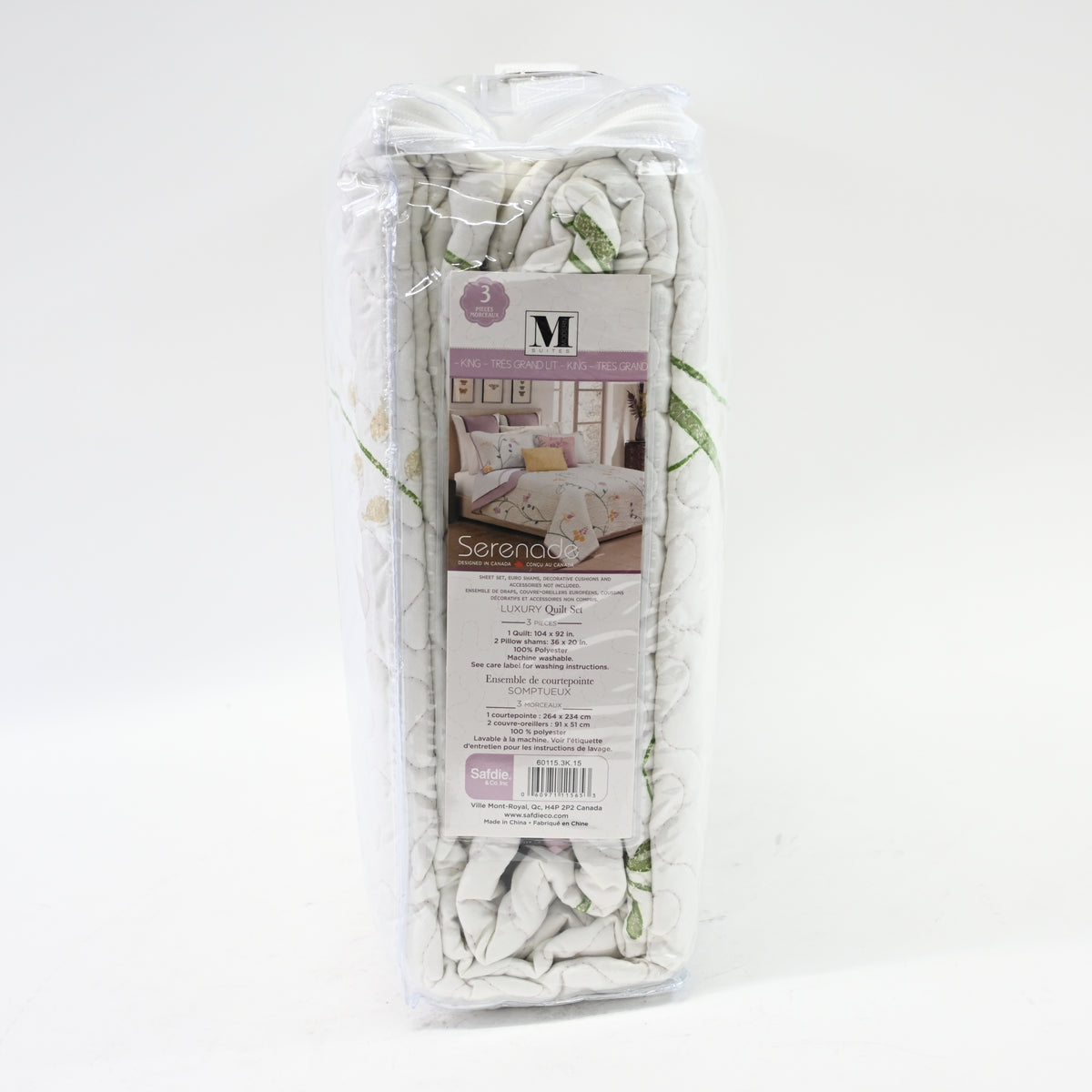 Safdie & Co. 60115.3K.15 Serenade Collection Quilt 3PC Set King, Multicolor
