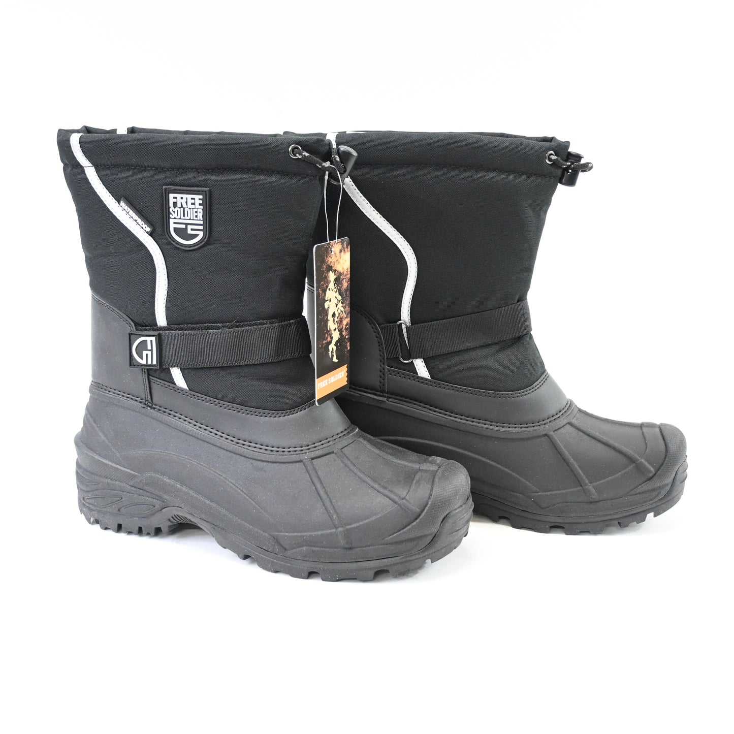 FREE SOLDIER Men's Winter Snow Boots Waterproof Insulated Duck Boots Black - New