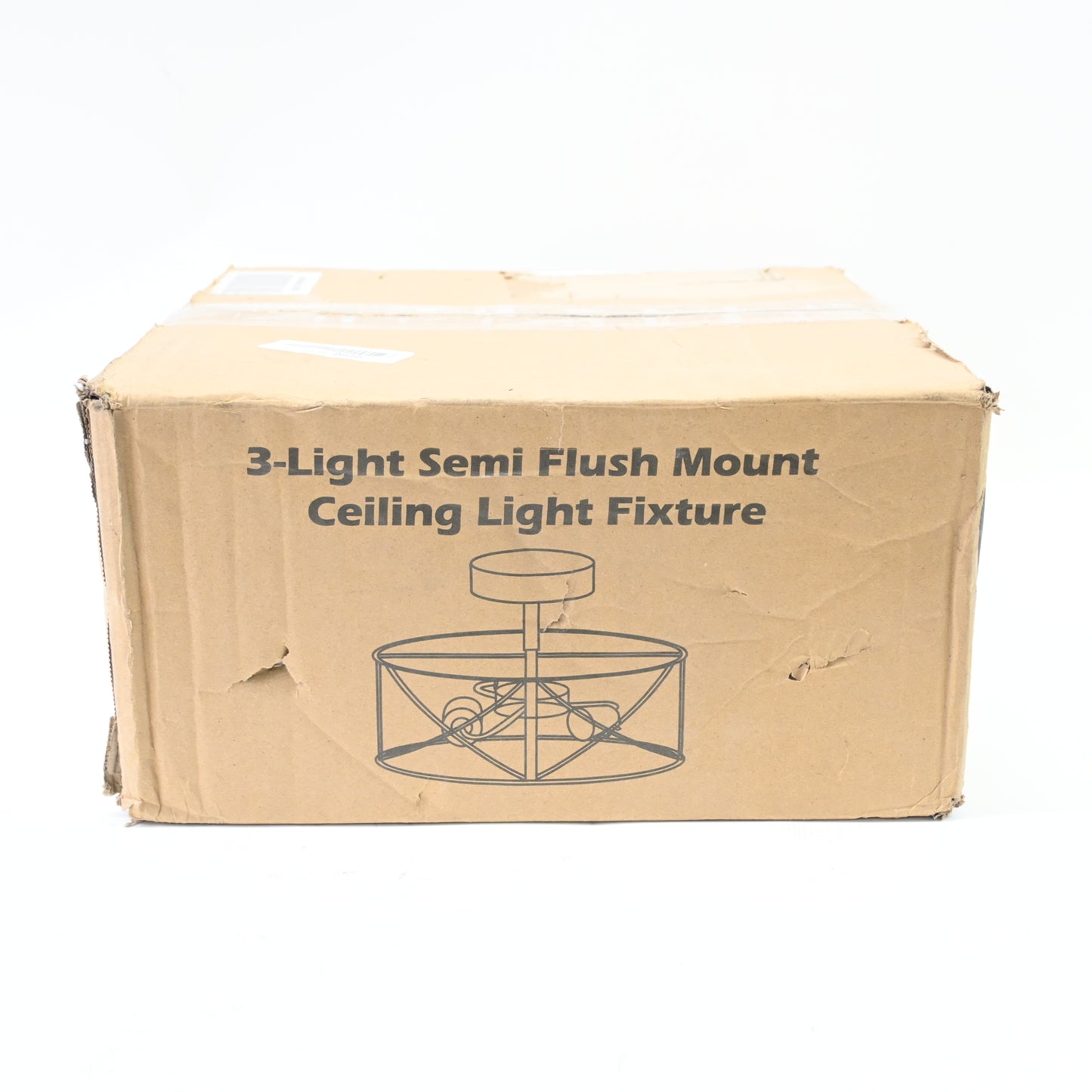 3-Light Semi Flush Mount Ceiling Light, Modern Farmhouse with Metal Cage-Black