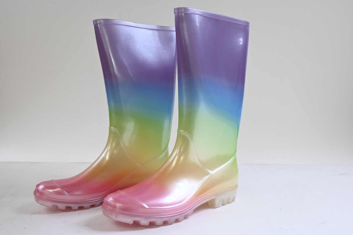 DKSUKO Women Cat & Jack Girls Rainbow Rain Boots Pearlescent Ombre Waterproof -