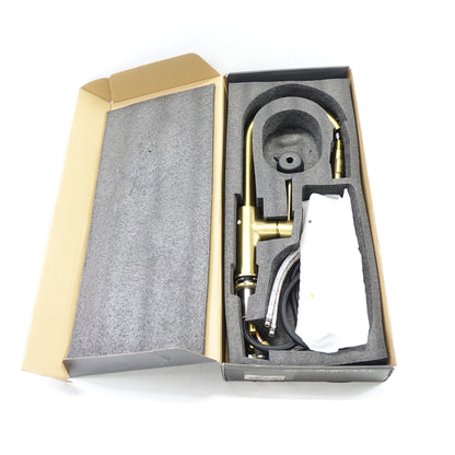 Gold Kitchen Sink Faucet with Pull Down Sprayer, Brushed Gold