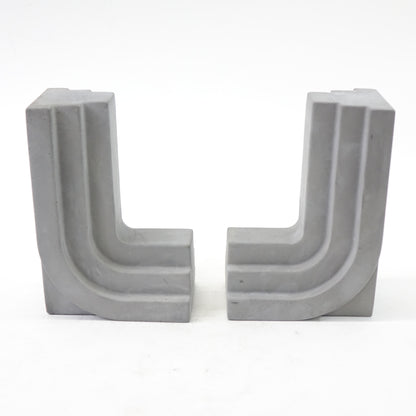 Gray Concrete L-Shape Bookends Decorative Retro Design, 1-Pair - Open Box