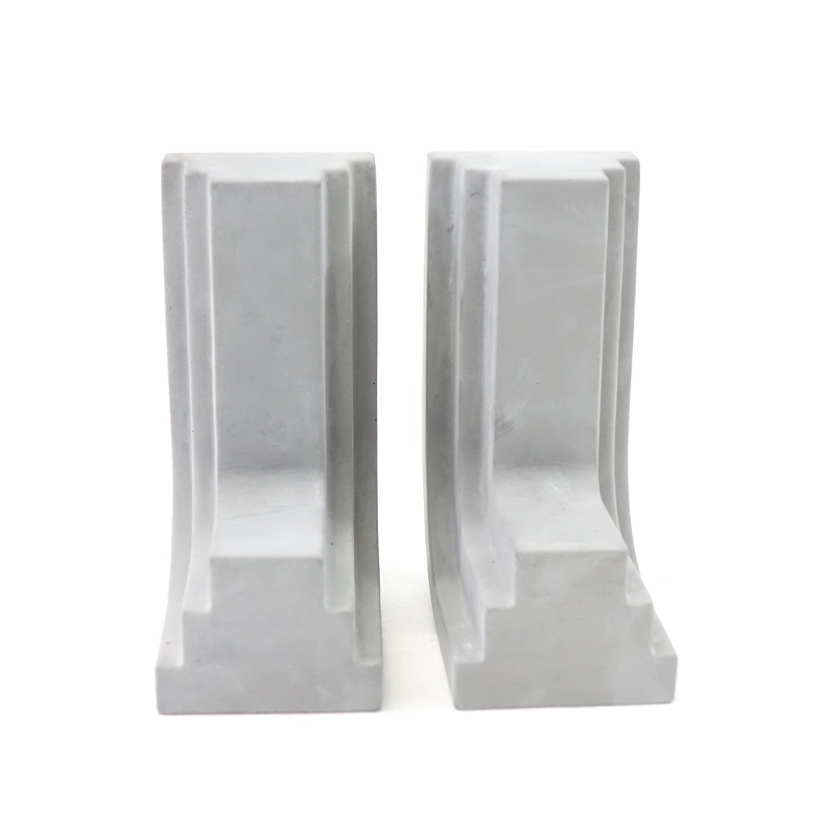 Gray Concrete L-Shape Bookends Decorative Retro Design, 1-Pair - Open Box