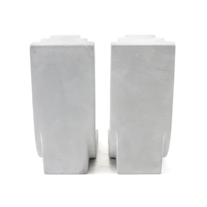 Gray Concrete L-Shape Bookends Decorative Retro Design, 1-Pair - Open Box