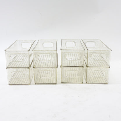 BBG 8Pcs Gold Glitter Stackable Refrigerator Organizer Bins 10"x 4" x 3"