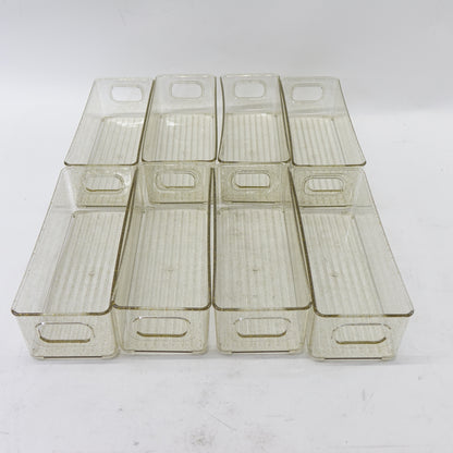 BBG 8Pcs Gold Glitter Stackable Refrigerator Organizer Bins 10"x 4" x 3"