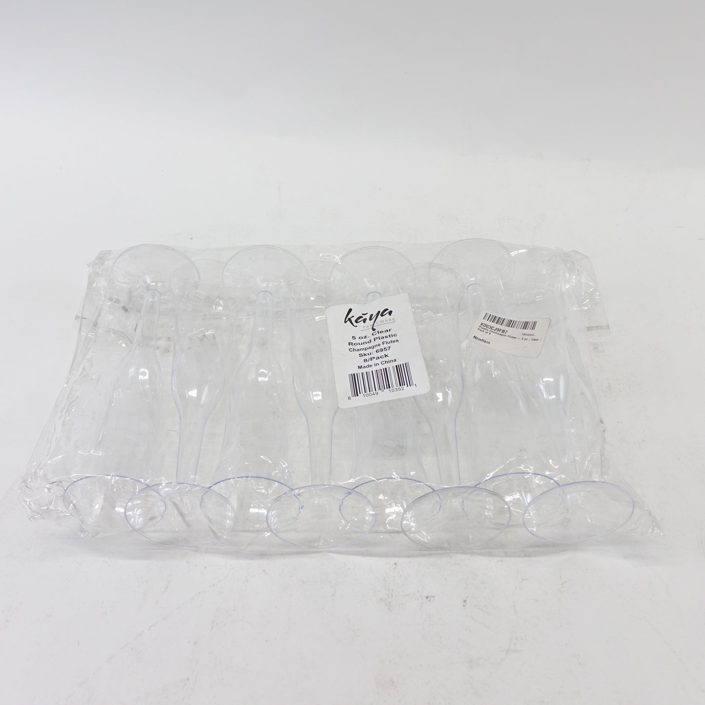 Kaya Elegant Clear Plastic Champagne Flutes - 5 oz. (Pack of 8)