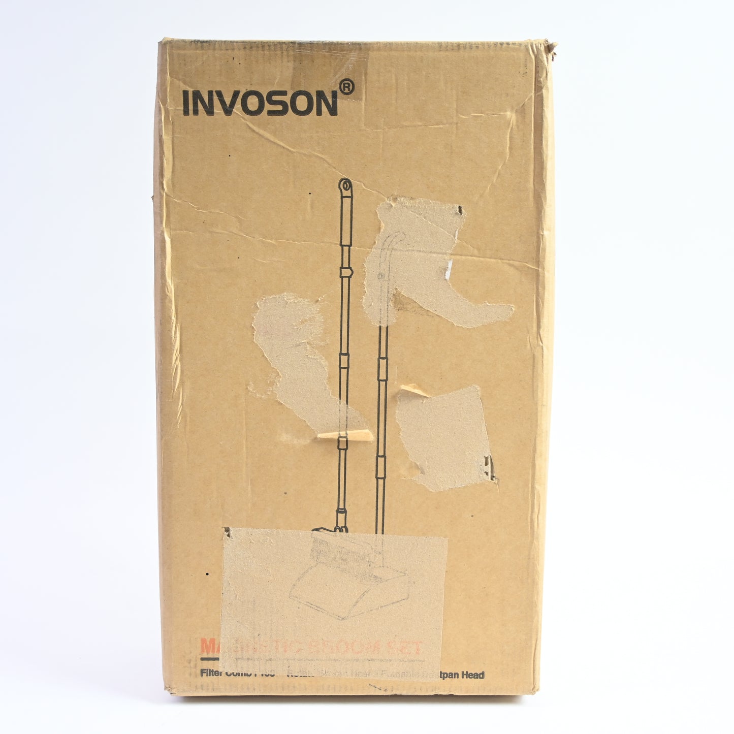 INVOSON Magnetic Broom and Dustpan Set with Adjustable 52" Long Handle